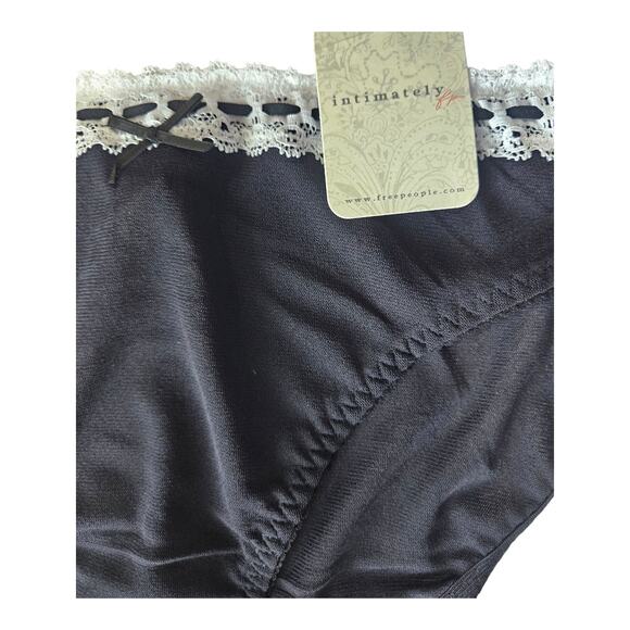 FREE PEOPLE Women's M Bikini Panties Black White Lace Ribbon Mesh NEW - Picture 2 of 6